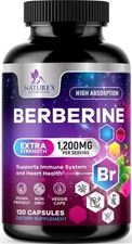 Berberine HCL 1200mg Supplement - Berberine HCI Capsules High Absorption Health