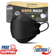 KN95 Face Mask Disposable Adults - 100 Pack 5 Layer Protection Adjustable KN95