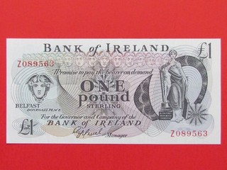 IRELAND ( 1978 RARE SCARCE Z ) ONE POUND HIGH COLLECTABLE BANKNOTE MINT GEM UNC