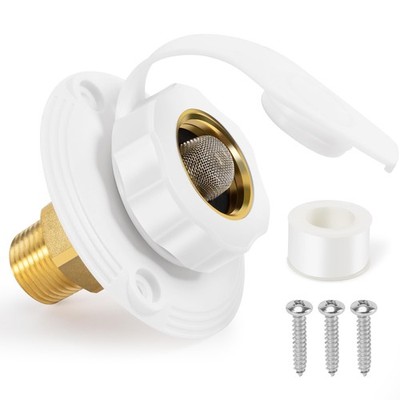 RV City Water Inlet with Check Valve, Brass Thread RV Water Fill Inlet , RV W...
