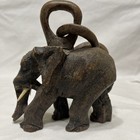 Vintage Solid Ebony Elephant- Hand-Carved Masterpiece- Interlocking Puzzle Chain — photo 5