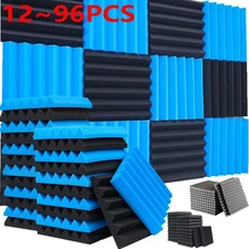 12~96 PACK 12"X12"X1" Acoustic Foam Panel Wedge Studio Soundproofing Wall Tiles