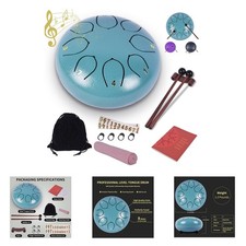 Steel Tongue Drum 6 Inch 8 Notes C Major Hand Pan with Mallets and Bag for