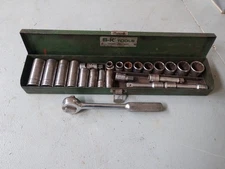 SK, S-K Tools  3/8 Drive SAE Socket and Ratchet Set Vintage, Made in USA