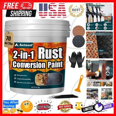 2-in-1 Rust Converter & Metal Primer, Black Paint for Metal, Rust Conversion ...