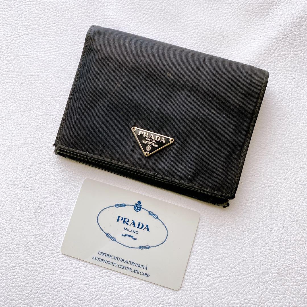 Prada Bifold Wallet Nylon Black Unisex Damaged, Used Style