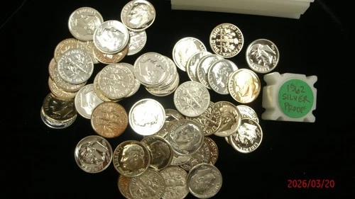 1962-P Roosevelt Proof Silver Dime Roll [50 Proof Dimes]
