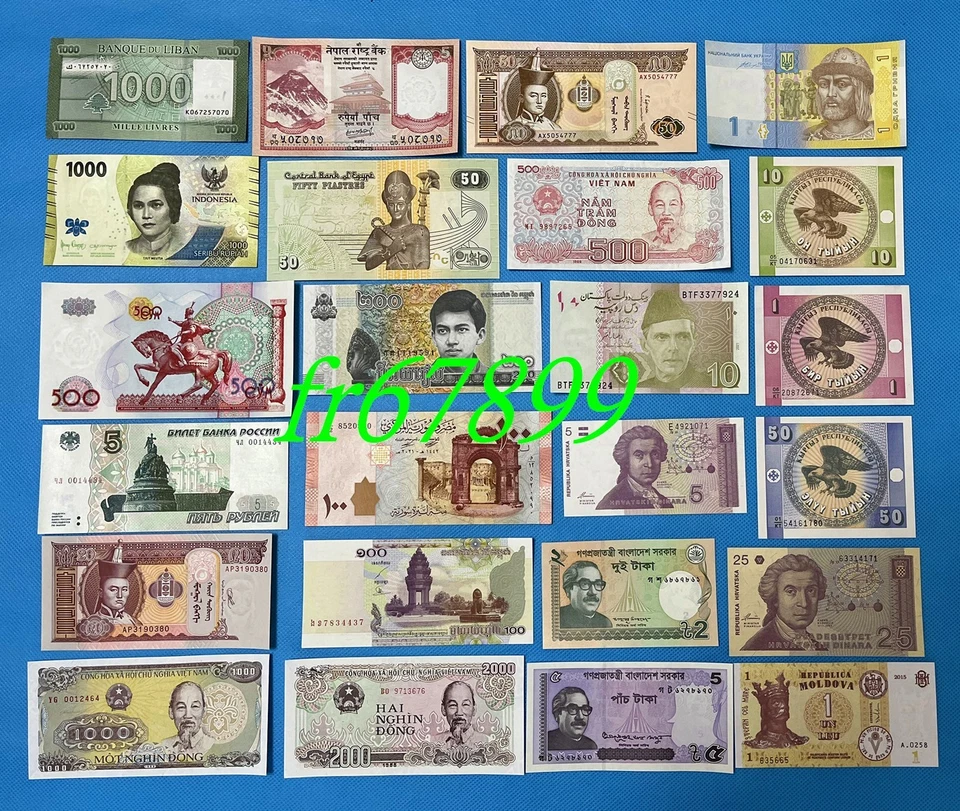 100 Piezas de Diferentes Billetes UNC Alta Calidad, NUEVO, Todos Genuinos Foto 4 de 4