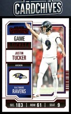 Justin Tucker 2023 Panini Contenders #7 Game Ticket Red