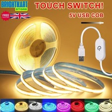 5V USB Dimmable COB LED Strip Lights Flexible Tape Kitchen DIY TV Back Lighting