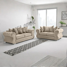Luxury Raven Sofa Set Plush Fabric Corner Sofa Suite Set Footstool 3 2 Seater