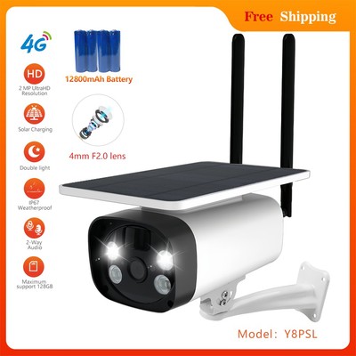 Wireless Security Camera System Solar Panel Battery 2MP 2Way Audio Outdoor PIR