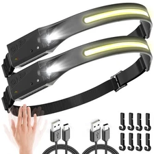 Headlamp Rechargeable, 230° Wide Beam LED Headlamp 2 Pack, Head Lamps LED R