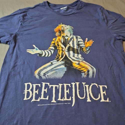 Beetlejuice Old Navy Graphic Short Sleeve T shirt Blue Mens M Not Vintage - Picture 8 of 17