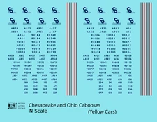 K4 N Scale Decals Chesapeake and Ohio C&O Yellow Caboose Blue and Red