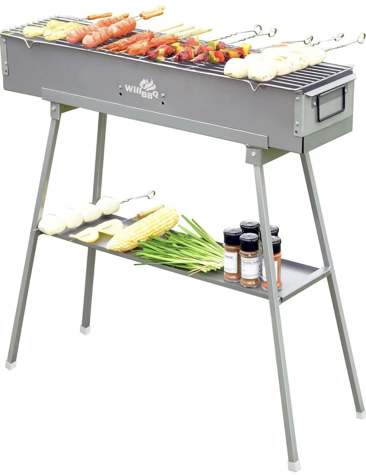 WILLBBQ Portable Charcoal Grill for Camping and Picnics