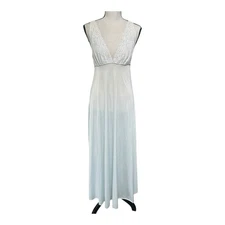 Vintage Val Mode Pale Green Blue Lace Nightgown Slip Dress Small 90s Bridal