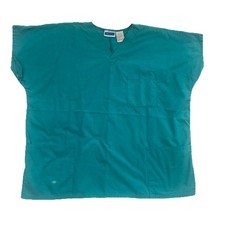 Women  s Medical Scrub Top Plus Size 2X Teal Color Custodian Top Cleaners