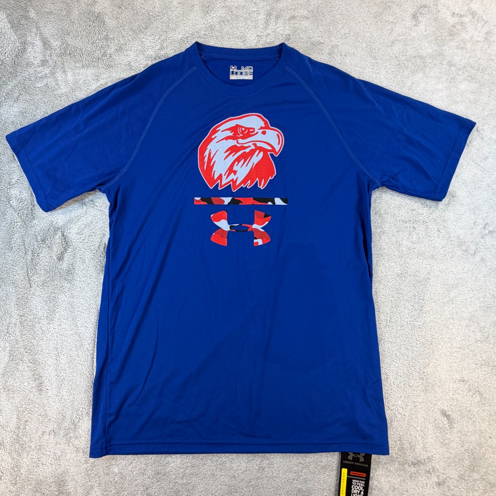 Under Armour HeatGear T-Shirt Men’s M Loose Fit Blue Graphic NWT