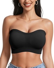 Strapless Bras for Women Wireless Bandeau Bra Non Slip Push Up Tube Top Seaml...