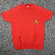 Vintage United States Marine Corps Sweatshirt Large Red USMC USA Short Sleeve