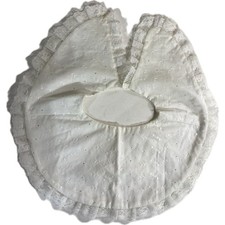 Vintage White Handmade Collar Baby Bib White Cotton Eyelet Lace Snap Closure