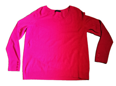 M&S Collection Pullover rosa V-Ausschnitt Gr. UK 16 weicher Strickpullover