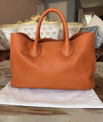 Mark & Graham Elisabetta Slouch Leather Handbag Tangerine Italy MSRP $399