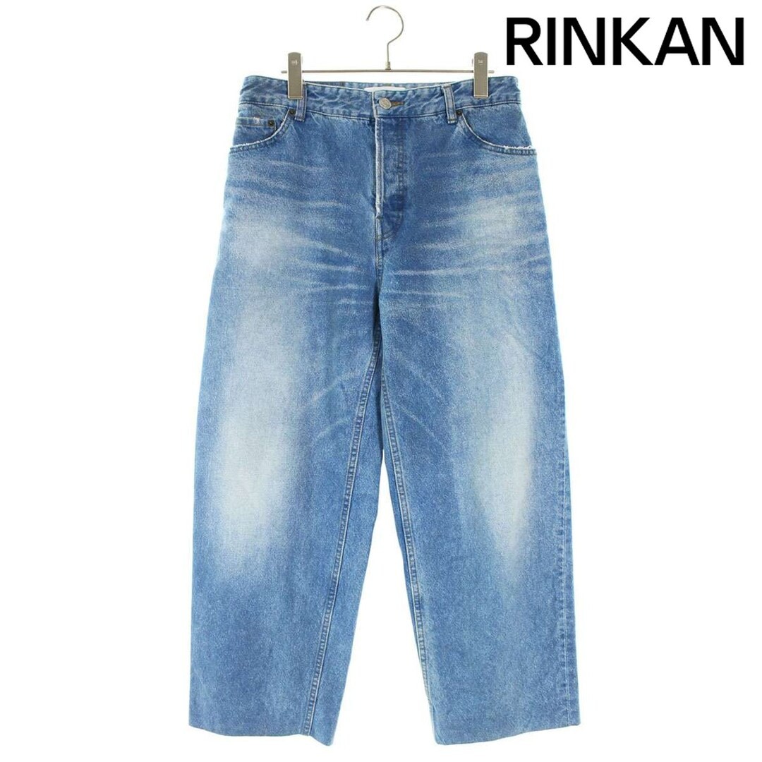 Balenciaga 600235 TCW03 Vintage Machined Cropped Wide Denim Pants Men's 28 Used