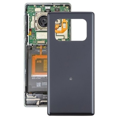 For Sharp Aquos R6 Rear Glass Battery Back Cover Replacement Back Door (Black)