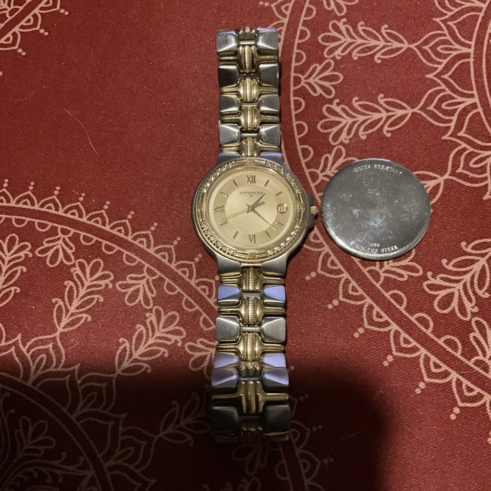 Винтажные женские часы Wittnauer 14K золото бриллиант безель дата циферблат - Изображение 3 из 4