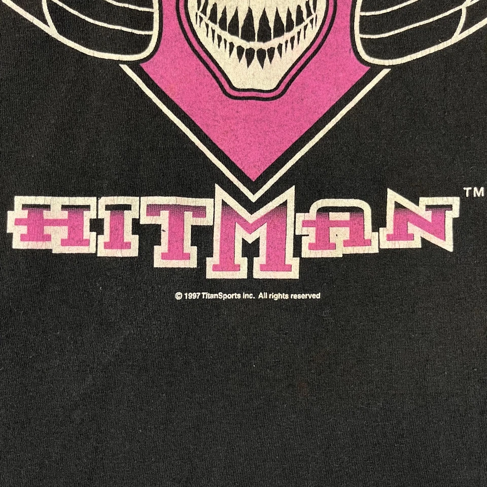 Camisa De Colección WWF Bret Hart Hitman Para Hombres XL Negra Federación Mundial de Lucha Libre Años 90 Foto 2 de 4