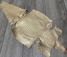 Gold Rose Genuine Caiman Crocodile belly Hide Leather Skin real alligator Croc 4