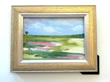 Original framed acrylic landscape painting, 9 x 7 Impressionist art canvas, OOAK