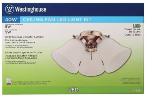 Westinghouse 7784800 LED Cluster Ceiling Fan Light Kit, Antique Brass