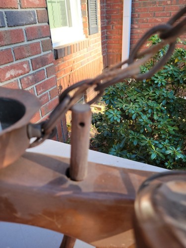 Rare Lavery & Co. Mid-Century Wooden Oxen Harness 2-Lamp Chandelier Ranch-Style - Picture 7 of 9