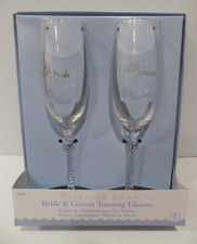 NEW Victoria Lynn Bride & Groom Toasting Champagne Glasses Pack Of 2