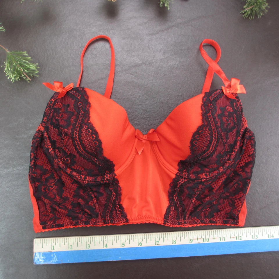 Sujetador Dreamgirl Talla M Rojo Encaje Longline Acolchado Con Aros Cierre Ajustable Espalda Foto 2 de 4