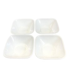 Set of 4 Corelle Corning Cherish White 6.5 inch Square Soup Cereal Bowls