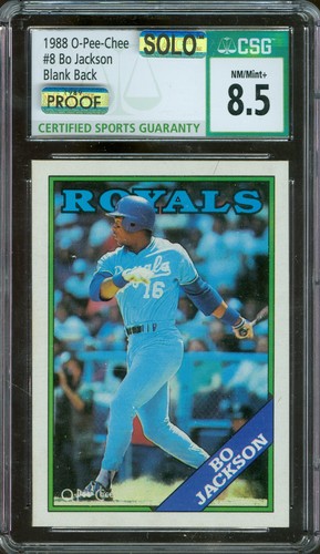 1988 O PEE CHEE LOA #8 BO JACKSON RC PROOF CSG 8.5 MAC SOLO FINEST $750 CARD *