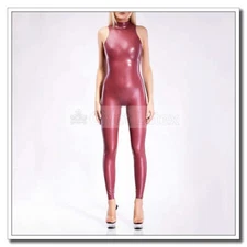 Latex Catsuit Sleeveless High Neckline Sexy Jumpsuit Rompers Customize 0.4mm B97