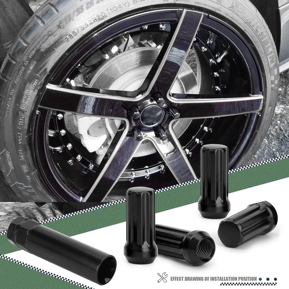 Tuerca negra 32 piezas 9/16 x18 para Ram 1500 2002-2010 1994-2011 Ram 2500 3500 8 tuercas Foto 4 de 4