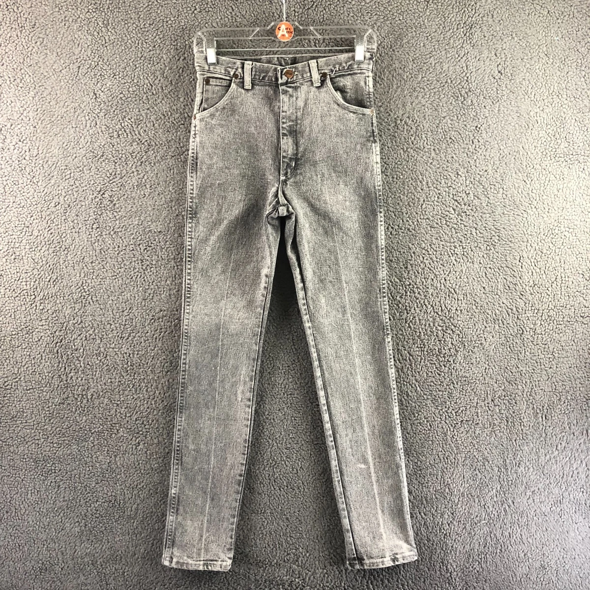 Mens Wrangler Size W28 L31 Washed Black Zip Fly Skinny Denim Jeans