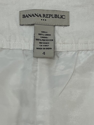 Banana Republic minigonna donna a matita 4 tasche foderata 100% lino taglia 4 avorio - Foto 18 di 23