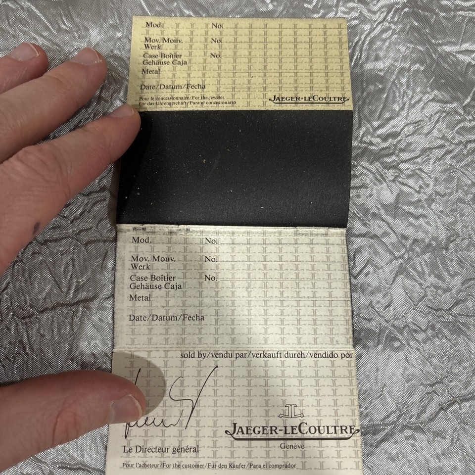 Vintage Genuine Jaeger Lecoultre Watch International Guarantee Blank