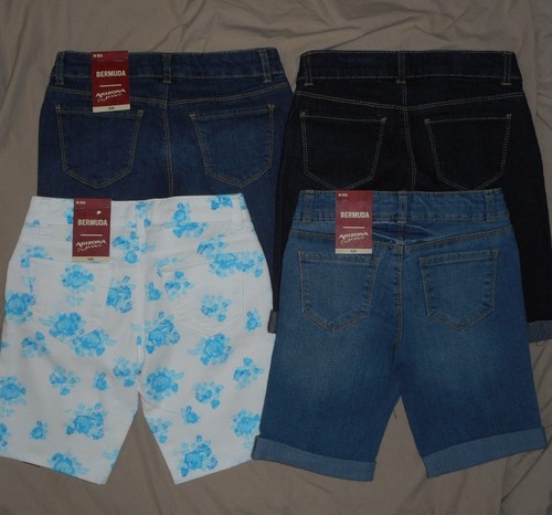 lot 4 Girls sz 10 reg Arizona bermuda shorts ADJUSTABLE WAIST white blue floral