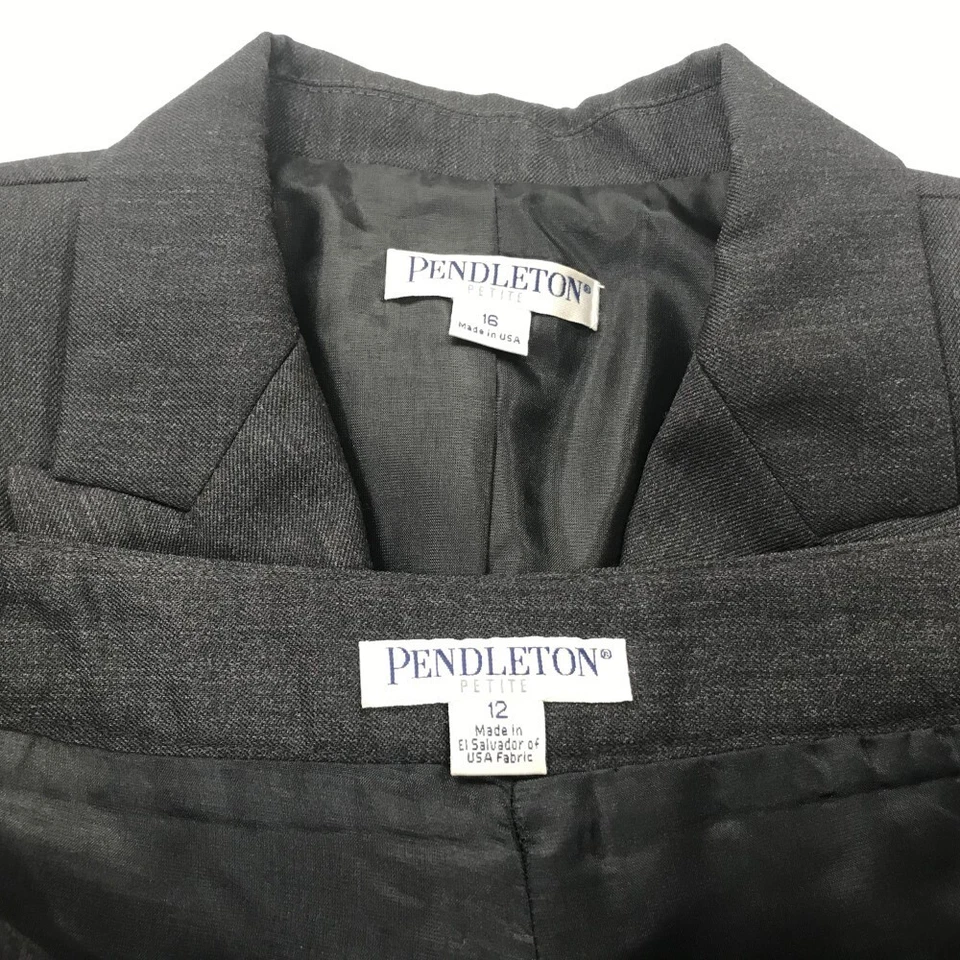 Traje Pantalón Pendleton Para Mujer 2 Piezas Talla 16/12* Chaqueta Carbón Forrada De Colección Hecho en EE. UU. Foto 4 de 4