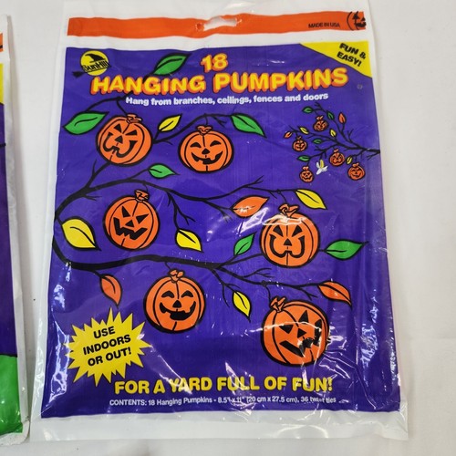 Vintage 90s Halloween Yard & Tree Hanging Bags Pumpkins Floating Ghosts Lawn - Picture 3 of 8