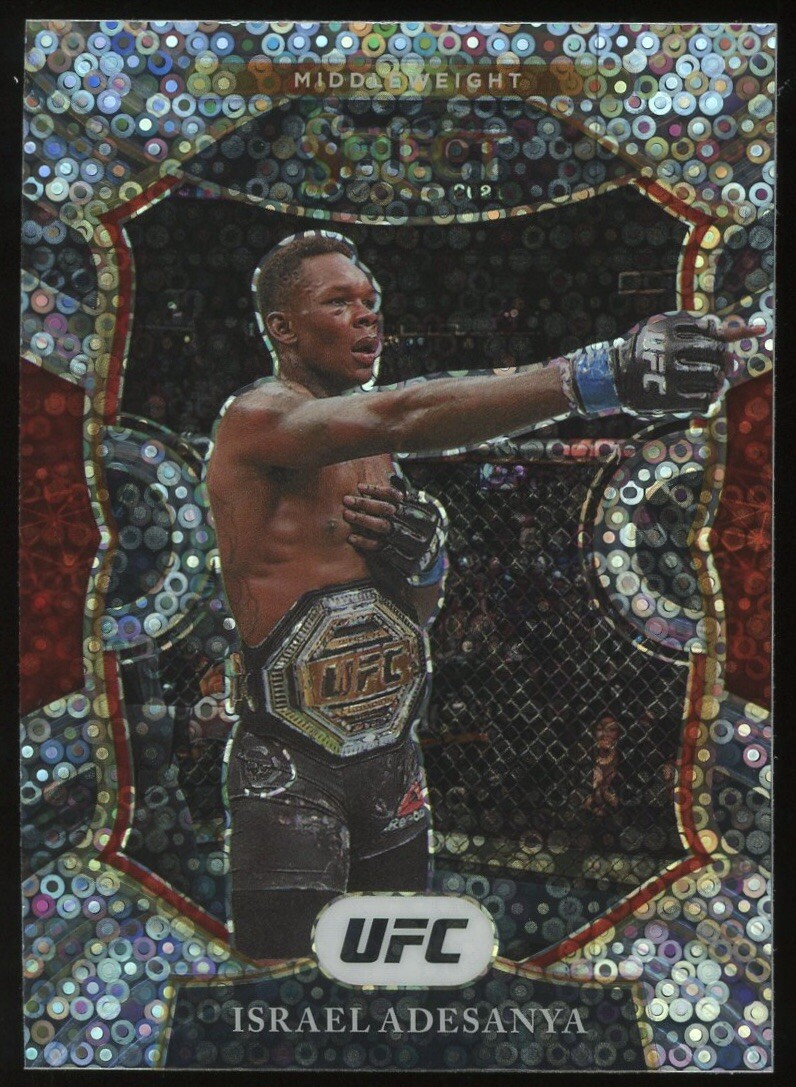 Israel Adesanya 2021 Panini Select Select Concourse Silver Disco Prizm Card #64