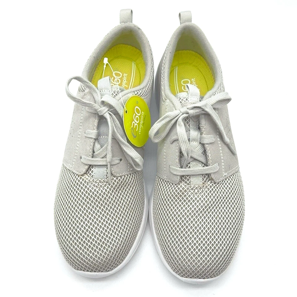 Tênis Oxford Easy Spirit Couro Malha Cinza Claro Corrida Rápida Cadarço E360 Tamanho 9 W - Imagem 2 de 4